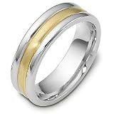 Custom Comfort Fit 7mm Platinum and 18 Karat Gold Wedding Band Ring