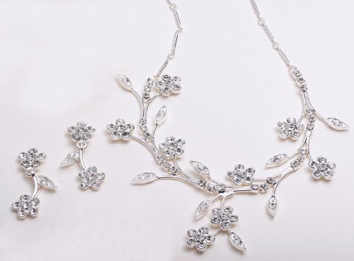 Bridal Jewelry, Floral Vine Necklace & Earring Set 522