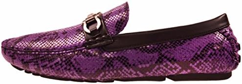 Concrete Mens Driving Shoe Loafer in Purple Snake Skin Print w. Silver Ornament : Style Viper-049