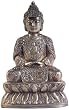 Buddhist Art Gift Idea for Him / Her - 5" Brass Meditation Buddha Statue w/ Silver & Copper Finish