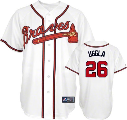 MLB Youth Atlanta Braves Dan Uggla White Home Short Sleeve 6 Button Synthetic Replica Baseball Jersey Spring 2011  (White, Medium)