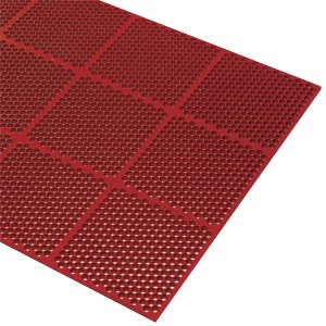 Red Honeycomb Medium Duty Rubber Anti-Fatigue Mat 3' x 6' - 9/16