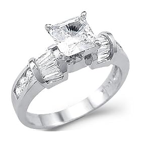Solid 14k White Gold Princess Cut CZ Cubic Zirconia Engagement Ring Band New 1.5 ct Solid 14k White Gold Princess Cut CZ Cubic Zirconia Engagement Ring Band New 1.5 ct