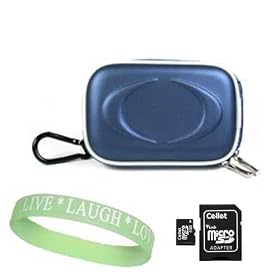Blue Eva Slim Carrying Case For Canon Digital Camera Models: Canon SD890IS Canon SD950IS Canon SD1100IS Canon SD790IS PowerShot SD1000 PowerShot SD750 PowerShot SD800 IS PowerShot SD900 PowerShot SD600 PowerShot SD630 PowerShot SD700 IS PowerShot SD450 PowerShot SD500 PowerShot SD300 PowerShot SD400 PowerShot SD430 Powershot SD30 PowerShot SD40 + 4GB Memory Card + Live*Laugh*Love Wristband!!!