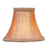 Silk Bell Shaped Chandelier Clip On Lamp Shades - Mauve and Gold Floral Print with Trim - B1511