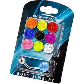 14 Gauge Multi Glitter 10 Ball Interchangeable Belly Pack