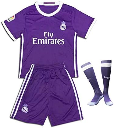 Ronaldo 7 Ream Madrid Purple Soccer Jerseys Youth Shirt+Short+GIFT Socks Football Uniform for Kids