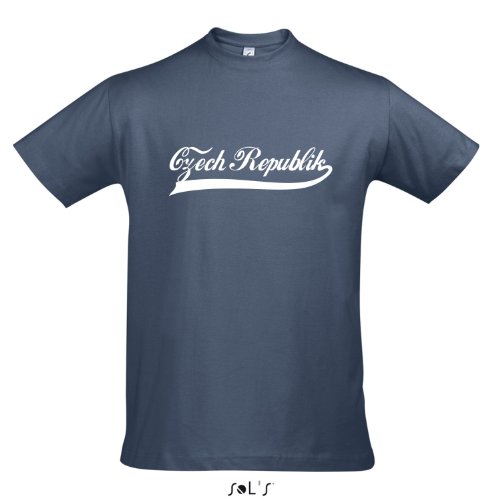 T-Shirt Tschechien Oldschool Czech Republic LÄNDERSHIRT EM / WM FAN Trikot S-XXL , Denim – weiß , M