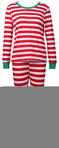 Womens Mens Cute Pyjamas Homewear Christmas Long Sleeve Striped Pants Cotton Set Red Size M