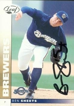 Ben Sheets Autographed/Hand Signed MLB Baseball Card (Milwaukee Brewers) 2002 Leaf #80