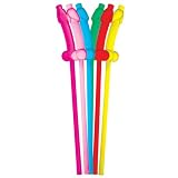Hott Products Flexible D*cky Super Straw. 6pk. In Blister Card