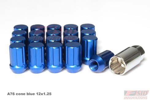 Blue 20 pcs Lock Nuts + 1 key set Close End End RACING WHEEL Extended Forged Aluminum Lug Nut 12x1.25mm Wheel Nut Nuts Fit ALL NISSAN INFINITI SUBARU , Ex35 , Fx35 , Fx45 , G35 Coupe , G35 Sedan , G37 Coupe , G37 Sedan , G37 Roadster , G37 X Coupe , M35 M45, M37 , G20 , G25 A76 CONE BLUE 12x1.25