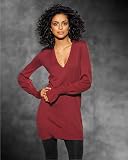 Tunic-length V-neck sweater