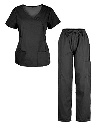 G Med Women's Ultra Soft Missy 2 Pockets Top & Pants Fashion Scrub Set