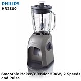 Philips HR2800 Smoothie Maker/Blender 500W, 2 Speeds and Pulse - 2L Glass Jar and Free Recipie Book