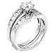 Jewelry : Sterling Silver Cubic Zirconia CZ Wedding Engagement Ring Set