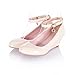 Carol Shoes Fashion Women's Sweet Buckle Ankle-strap Elegance Wedge Mid Heel Mary Janes Shoes