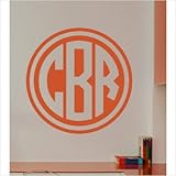 IMAGE OF Double Circle Monogram Wall Decal Size: 38