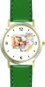 Dante Alighieri - The Inferno - WATCHBUDDY&reg; DELUXE TWO-TONE THEME WATCH - Arabic Numbers - Green Leather Strap-Size-Children's Size-Small ( Boy's Size & Girl's Size )