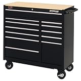 Waterloo TRX4112BK 41-Inch Wide by 18-Inch Deep by 35-2/3-Inch High Heavy Use Black Tool Cart with 12 Ball Bearing Drawers