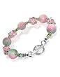 .925 Sterling Silver Pink & Green Jade Swarovski Crystal Bracelet 7.5" With Toggle Clasp