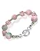.925 Sterling Silver Pink & Green Jade Swarovski Crystal Bracelet 7.5" With Toggle Clasp
