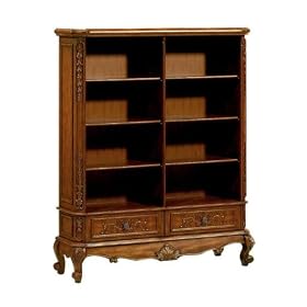 Heirloom 64h Double Open Bookcase, OPEN, ANTIQUE OAK by Home Decorators Collection