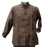 Brown Linen Dragon Kung Fu Jacket, Size S