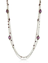 Sorrelli "Ruby Cocktail" Three Strand Ornate Red and Gold Crystal Elements Necklace