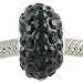 925 Silver & Jet Black Crystal PAVE European Charm Bead compatible with Biagi