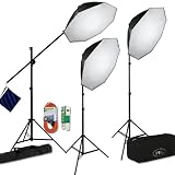 PHOTOGRAPHY STUDIO LIGHTING 4800 WATT OCTAGON SOFTBOX KIT WITH BOOM by PBL