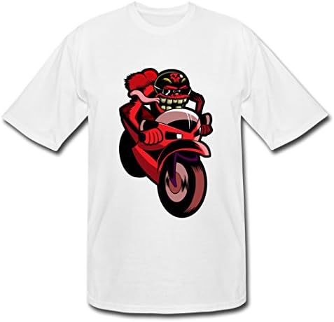 ALBIN Men's Skull Motorcycle White T-Shirts XS