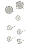 Solid 14k White Gold with Diamond Borders and Diamond Center Cufflinks, Tie Tac and Stud Set