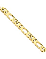 14K Yellow Gold, 8mm Figaro Link Bracelet - 8 Inch