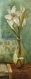 IMAGE OF White Flowers in Vase II MUSEUM WRAP CANVAS Print With Added Heavy BRUSHSTROKES Kristy Goggio 8x20