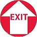 NMC WFS9 Walk On Floor Sign with Arrow, "EXIT", 17" Diameter, Pressure Sensitive Vinyl, White On Red