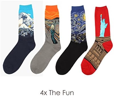 Men's Funky Socks Colorful Art Painting Van Gogh 4 Pack