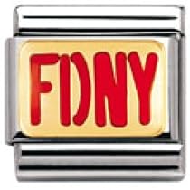Nomination Composable Classic U.S. WRITINGS Edelstahl, Email und 18K-Gold (FDNY) 030232