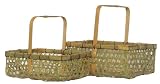 Natural Hand Woven Split Bamboo Nested Rectangle Baskets Set of Two - Large=14" x 10.75" x 6"