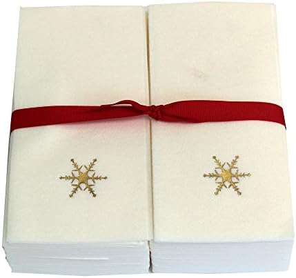 Disposable Guest Hand Towels Embossed with a Gold Snowflake - 50ct