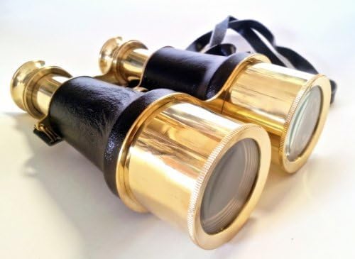 Brass Leather Binoculars 6" - Antique Style Binoculars - Nautical Decor Home Decoration - Executive Promotional Gift by MEDIEVAL COLLECTION