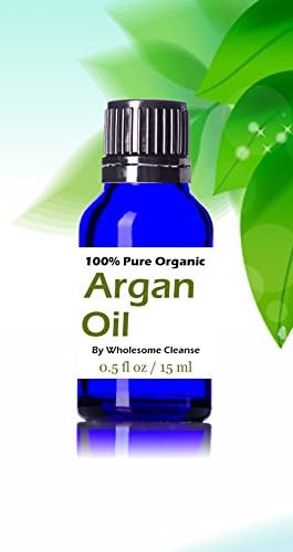 Argan Oil 100% Pure Organic Certified Usda Imported From Morrocco Wholesome Health for Hair, Skin, and Nails Beauty 0.5 Oz / 15ml Glass Bottle
