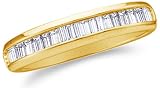 10K Yellow Gold Diamond Wedding Band Ring - w/ Channel Invisible Set Baguette Diamonds - (.15 cttw)