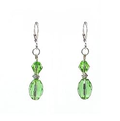 Earrings - E83 - Crystal Rice Drop ~ Peridot