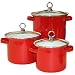 Calypso Basics 3-Piece Stockpot Set with Glass Lids, Red
