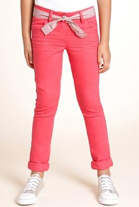 Cotton Rich Turn Up Hem Skinny Jeans with Belt