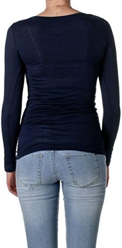 Hollywood Star Fashion Women's Long Sleeve Crewneck Cotton Top,Small,Navy
