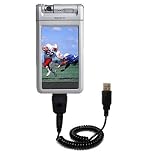 Coiled Power Hot Sync and Charge USB Data Cable w/ Tip Exchange for the Sony Clie NR70 - Gomadic Brand