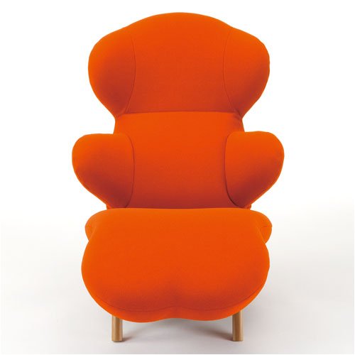 リクライニングチェア　HUG LOUNGE CHAIR-W(ハグラウンジチェア ウッド)：オレンジ