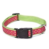 East Side Collection Nylon Polka Dot Dog Collar, 10-16-Inch, Raspberry